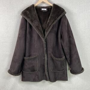 Covington Womens Faux Suede Penny Lane Afghan Coat Size 3X Brown Mob Wife